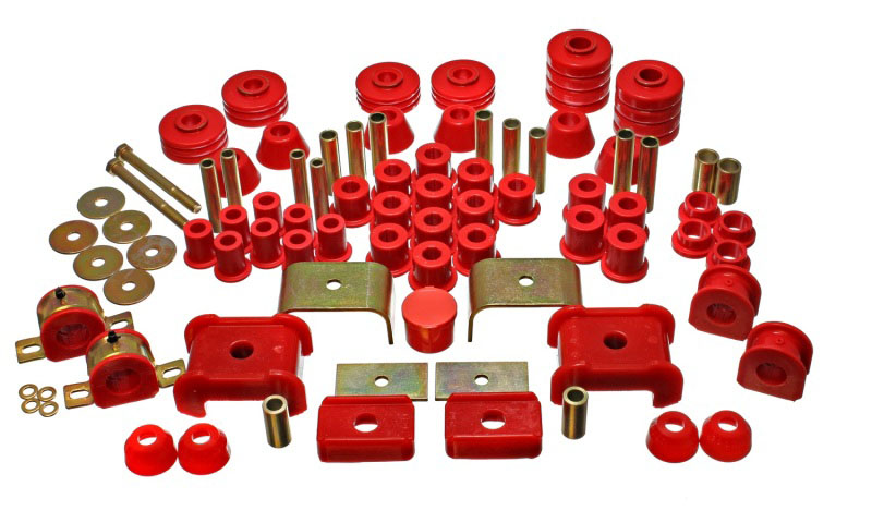 Energy Suspension 3.18104r | 73-80 Chevy/GMC 4WD (w/ Stock Front Springs) Red Hyper-flex Master Bushing Set; 1973-1980