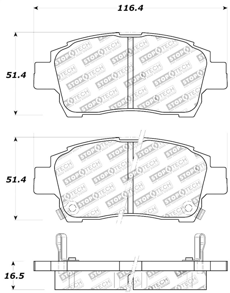 Stoptech 309.08230 | StopTech Sport Brake Pads Pontiac Vibe, Rear; 2003-2006