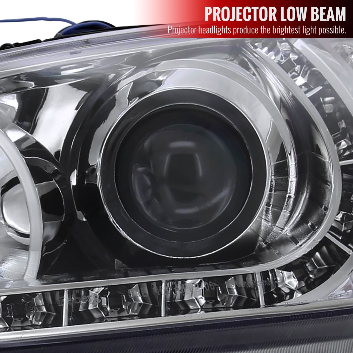 Spec-D Tuning Honda Civic R8 Style Projector Headlight Chrome -  2LHP-CV04-8-RS