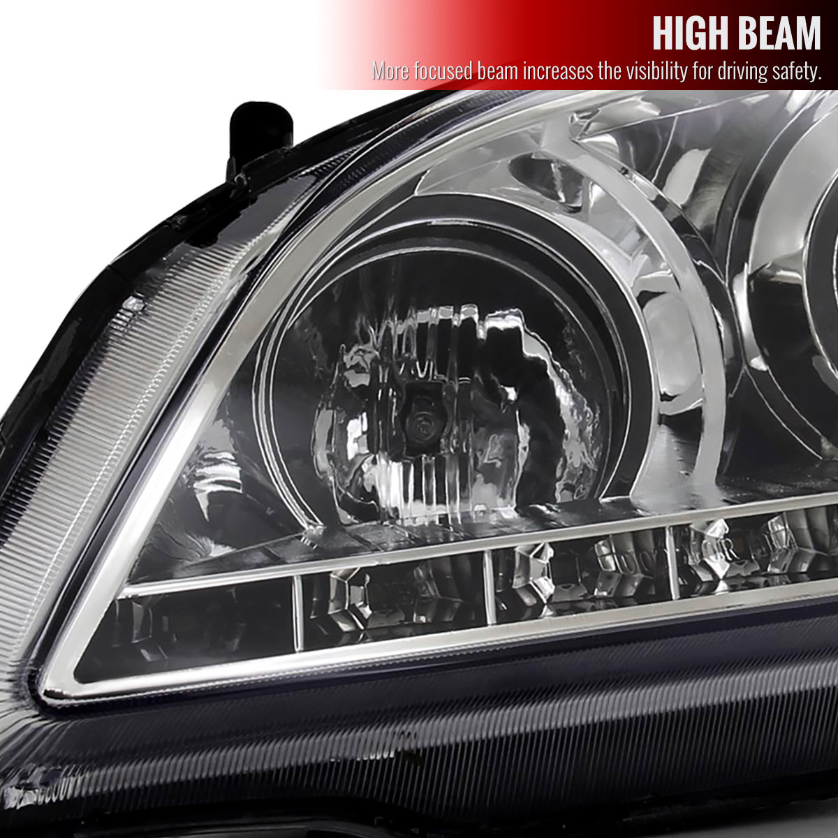 Spec-D Tuning Honda Civic R8 Style Projector Headlight Chrome -  2LHP-CV04-8-RS