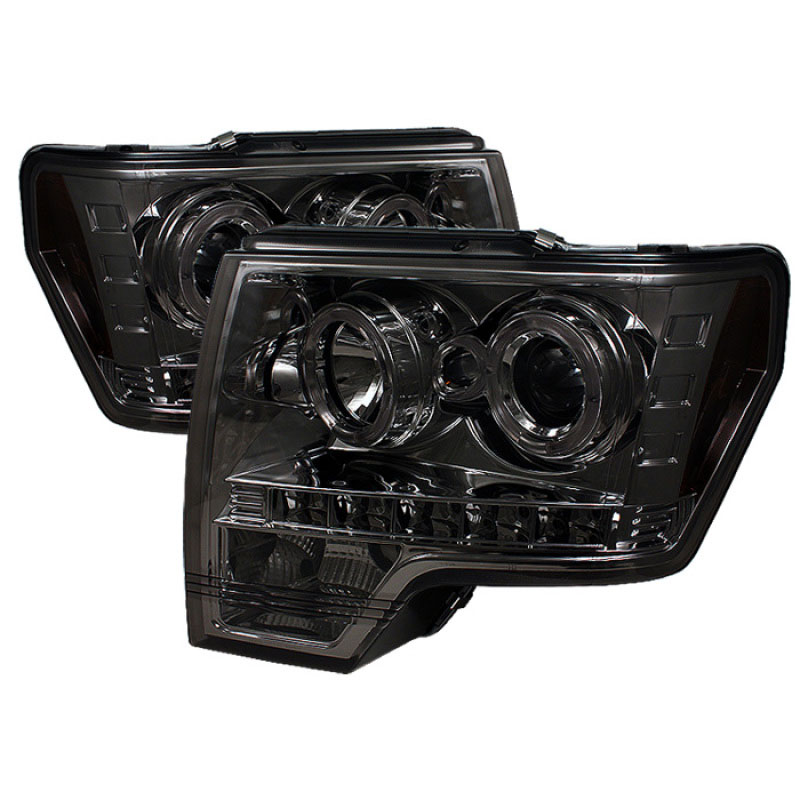 SPYDER 5010254 | Spyder Ford F150 Halo LED ( Replaceable LEDs ) Projector Headlights - Smoke - (PRO-YD-FF15009-HL-SM); 2009-2012