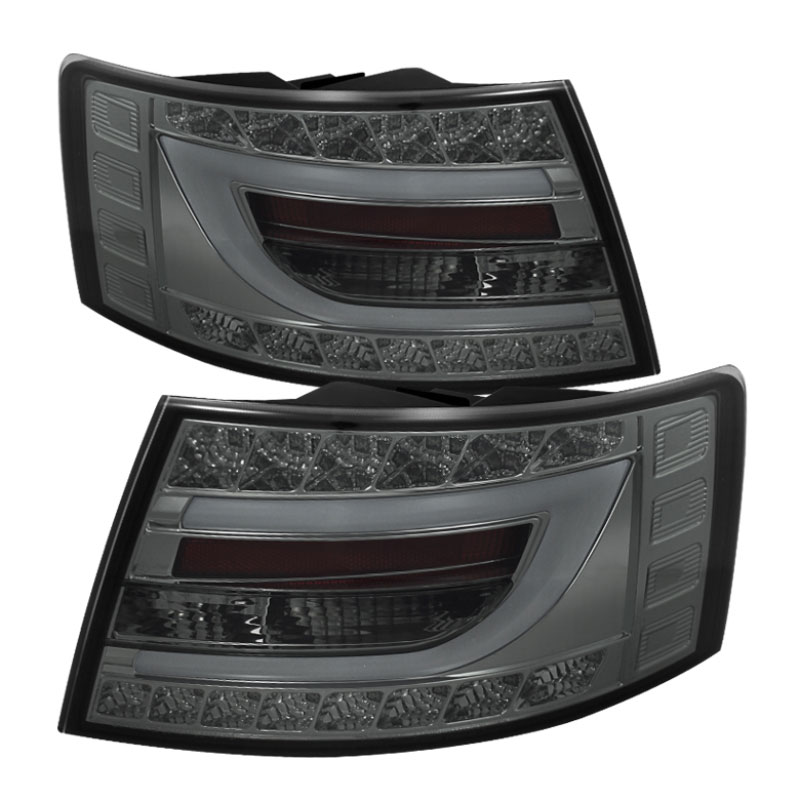 SPYDER 5079626 | Spyder Audi A6 4Dr Sedan Only (non-Quattro) Light Bar LED Tail Lights - Incandescent Model Only - Smoke - (ALT-YD-AA605-LBLED-SM); 2005-2008