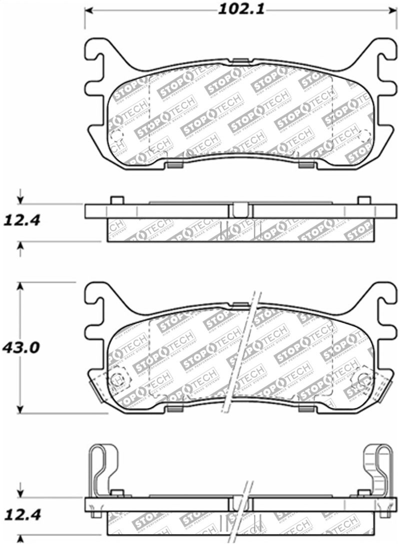 Stoptech 305.06360 | StopTech Street Select Brake Pads Mazda Protege Front Caliper Cast# 22-14, Rear; 1995-1998