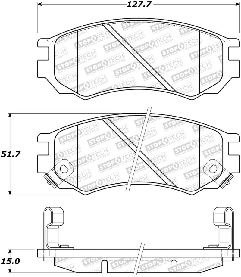 Stoptech 308.05490 | StopTech Street Brake Pads Nissan NX Made in Japan, Front; 1991-1993