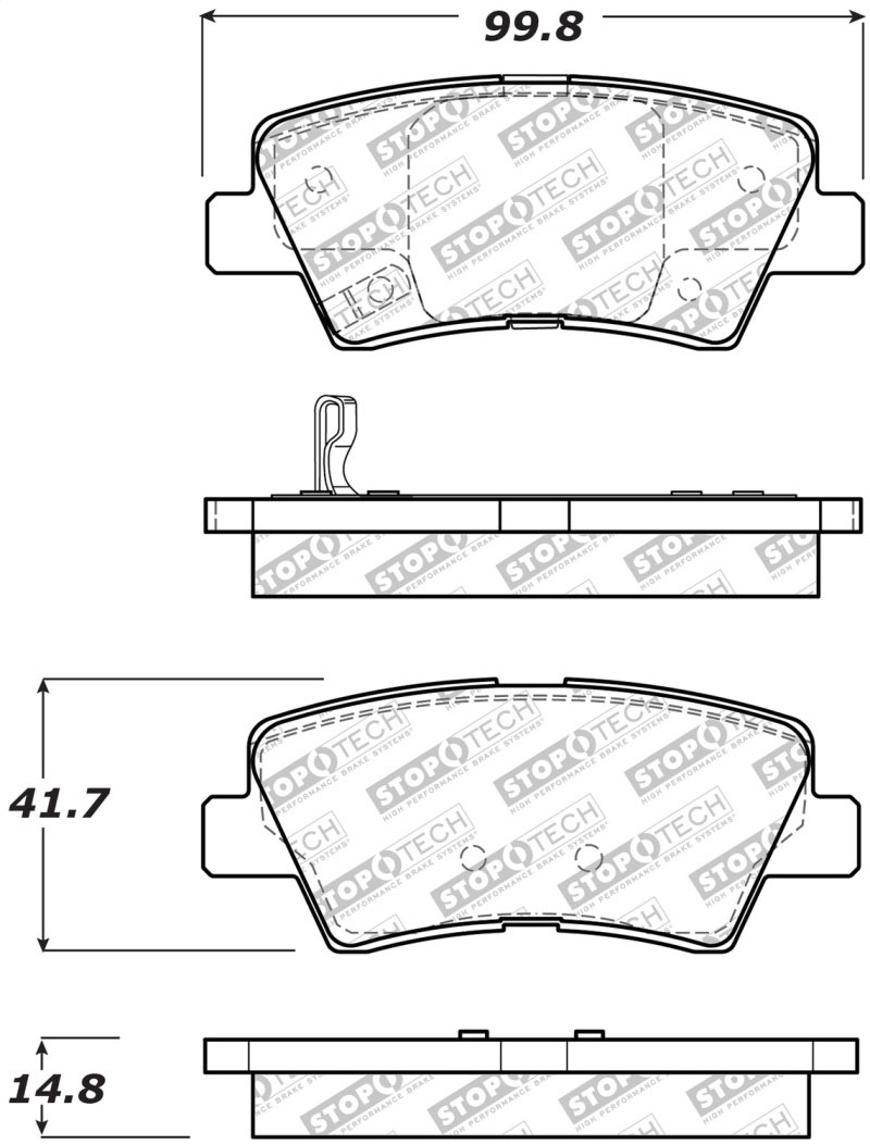 Stoptech 305.14450 | StopTech Street Select Brake Pads Hyundai Sonata Hybrid 300mm Front Disc, Rear; 2015-2015