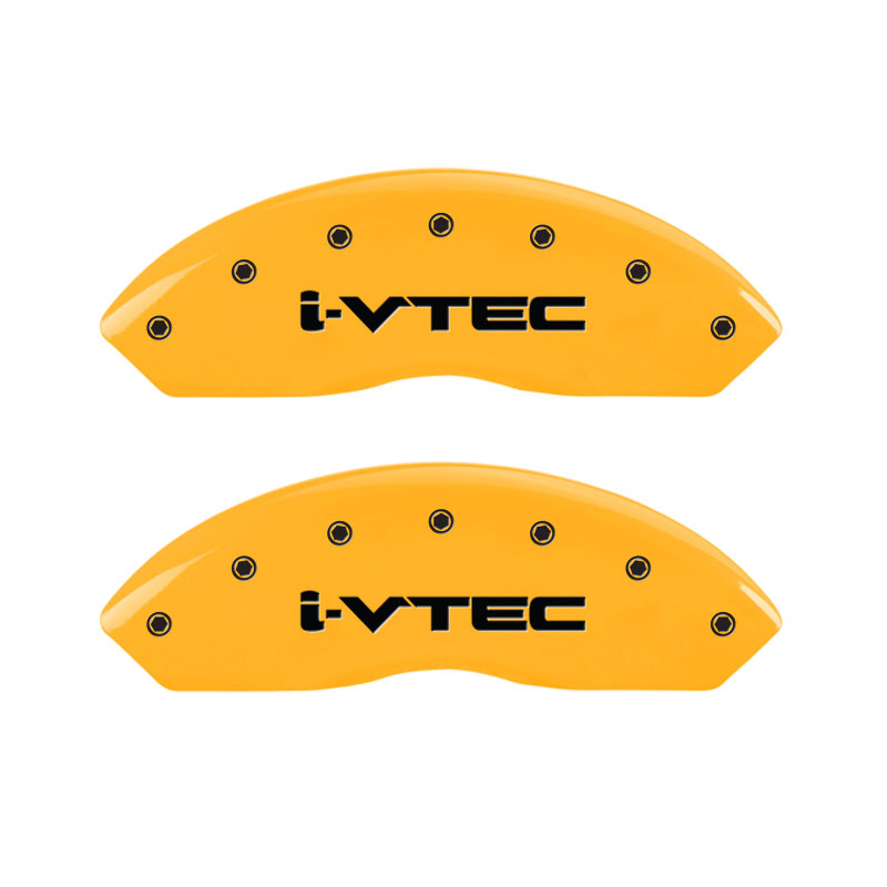 MGP 20211SIVTYL | 4 Caliper Covers Engraved F & R I-Vtec Yellow Finish Black Char 2010 Honda Accord Crosstour; 2010-2011