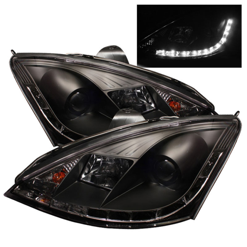 SPYDER 5010162 | Spyder Ford Focus Drl Led Projector Headlights - Black - (PRO-YD-FF00-DRL-BK); 2000-2004