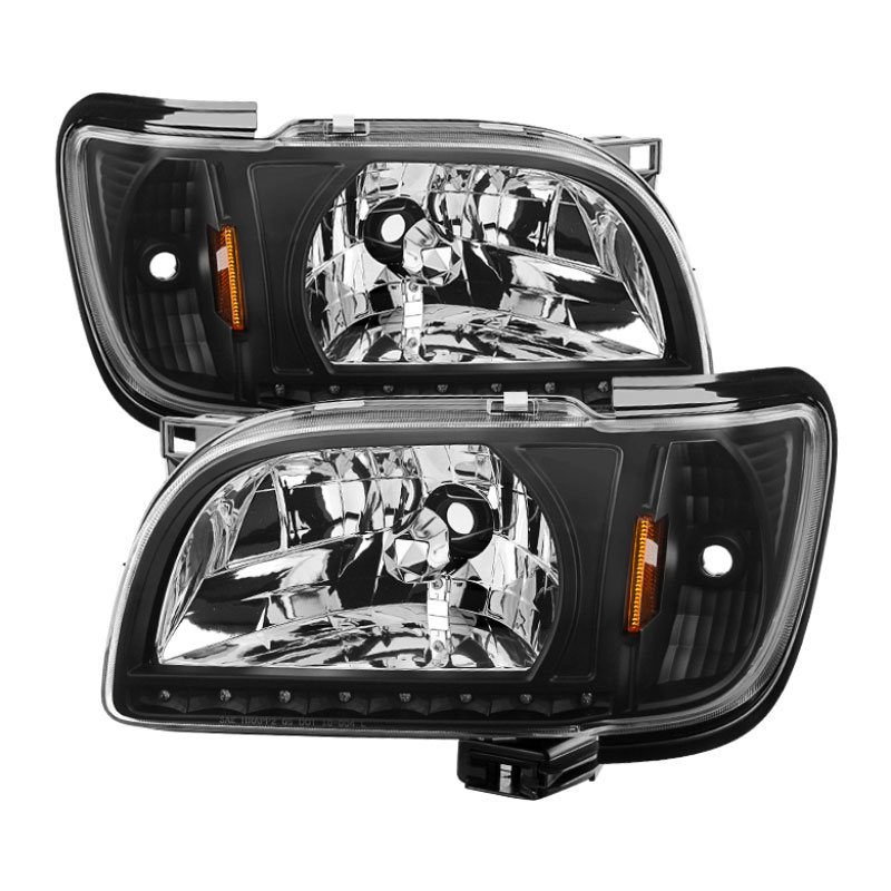 SPYDER 5056214 | xTune Toyota Tacoma 1-Piece with Black Trim Corner Crystal Headlights - Black; 2001-2004