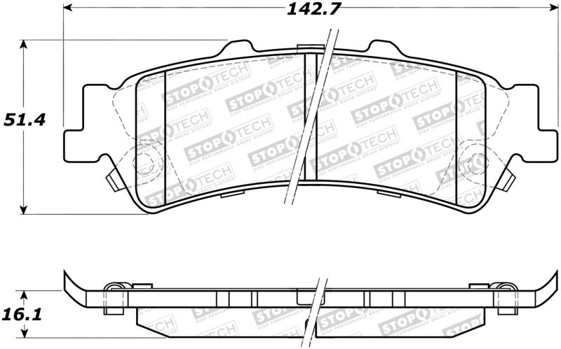 Stoptech 308.07921 | StopTech Street Brake Pads Cadillac DTS Hearse & Limo, Rear; 2006-2011