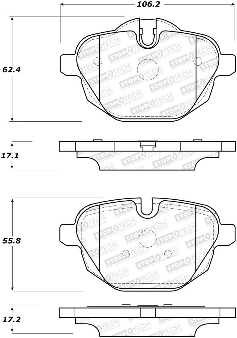 Stoptech 308.14730 | StopTech Street Brake Pads BMW X3, Rear; 2011-2017