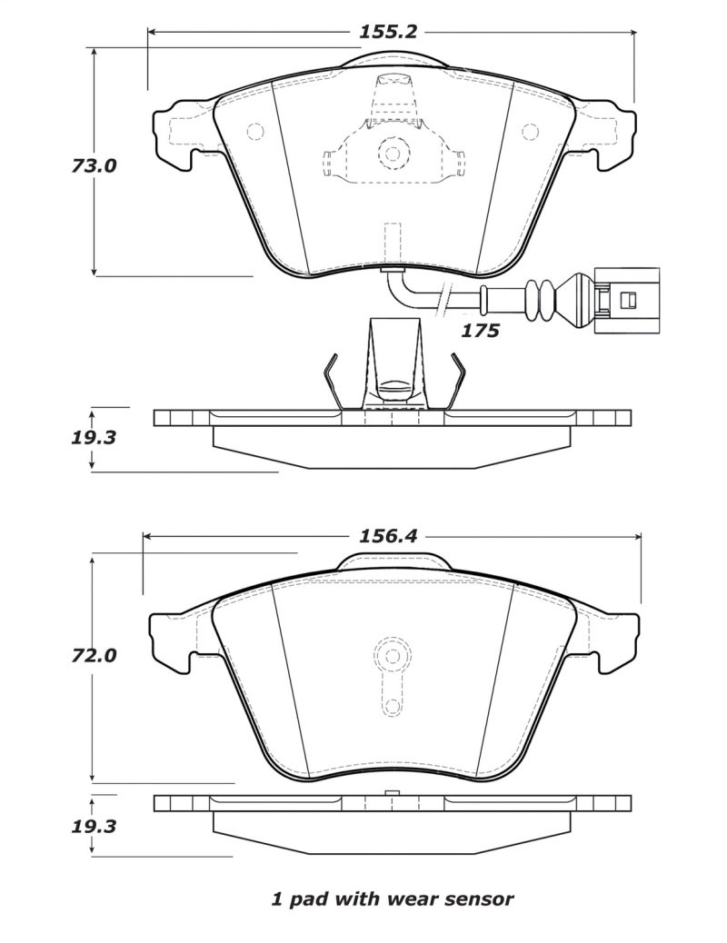 Stoptech 308.11110 | StopTech Street Brake Pads Audi S3, Front; 2008-2012