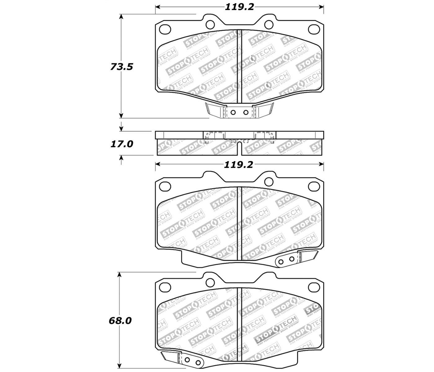 Stoptech 309.04360 | StopTech Sport Brake Pads Toyota Hilux, Front; 2004-2009