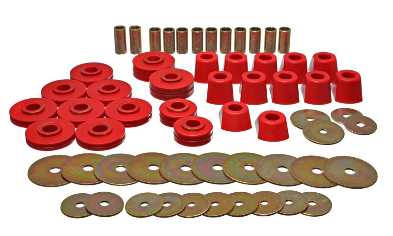 Energy Suspension 3.4110r | 67-95 K5 Blazer / 67-70 Denali XL/Suburban/Yukon XL 4WD Red Body (Cab) Mount Set; 1967-1995