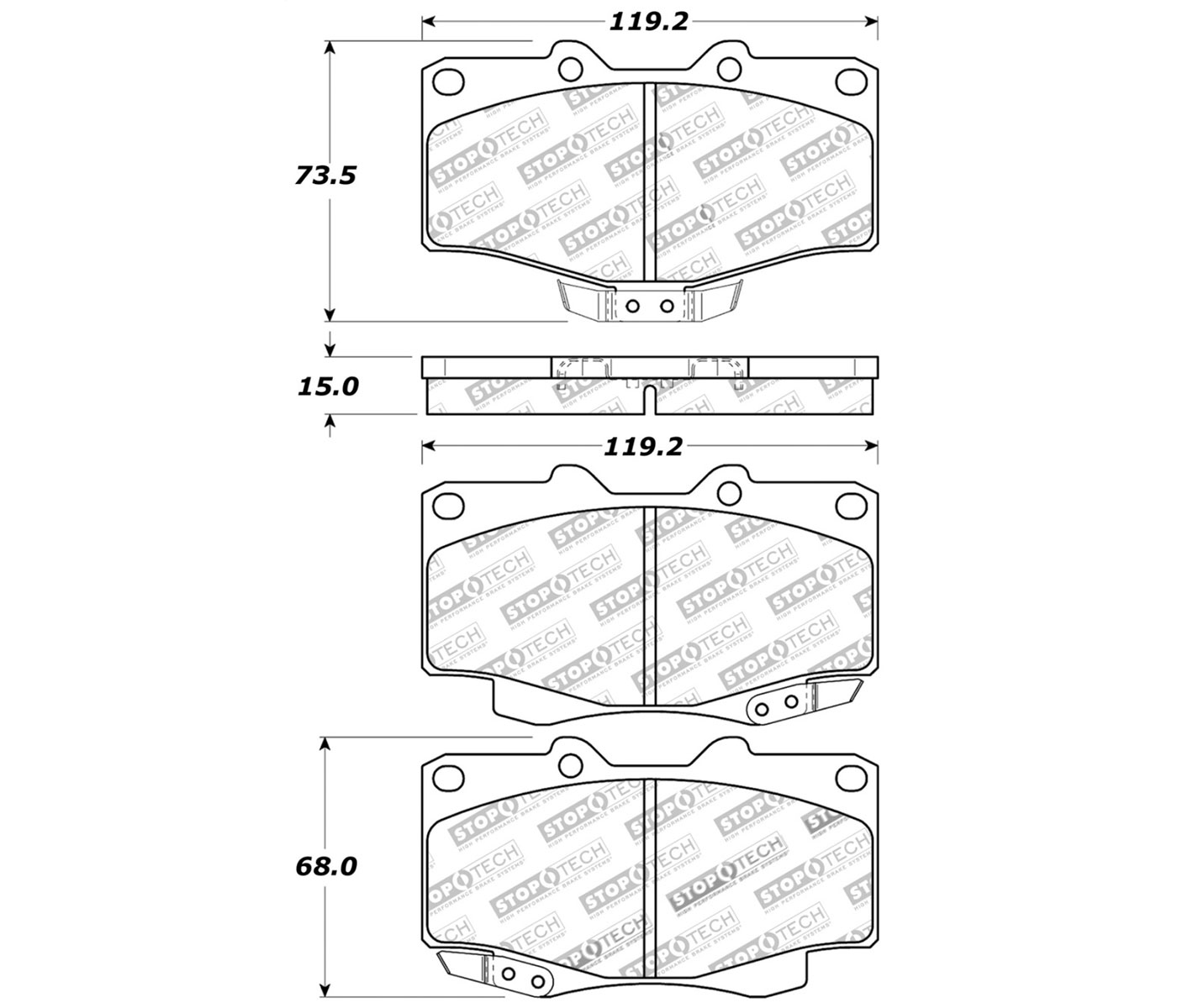 Stoptech 309.04100 | StopTech Sport Brake Pads Toyota Pickup, Front; 1988-1995