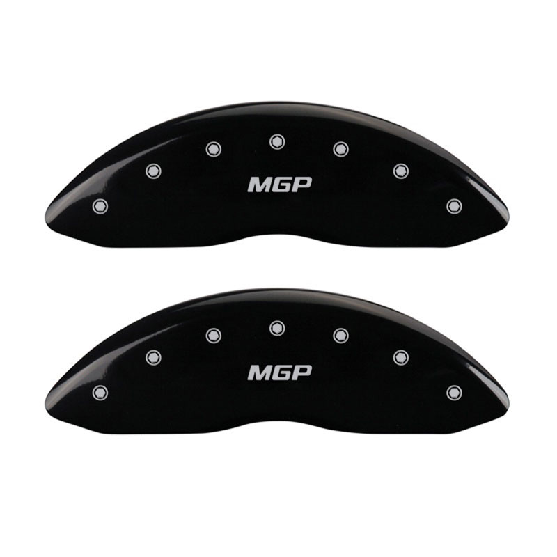 MGP 42011FMGPBK | MGP Front set 2 Caliper Covers Engraved Front MGP Black finish silver ch; 2011-2019