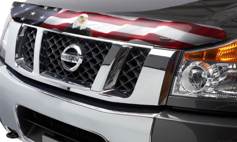 Stampede 2414-30 | 2005-2019 Nissan Frontier Vigilante Premium Hood Protector - Flag; 2005-2019