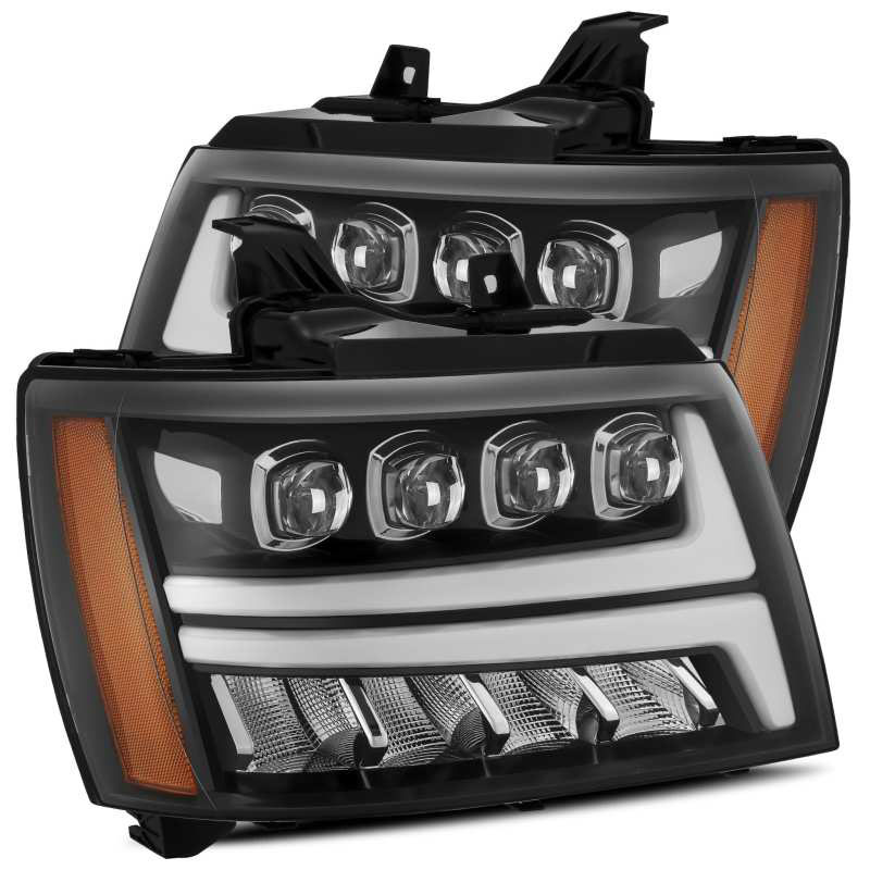 AlphaRex 880287 | Chevy Avalanche NOVA LED Proj Headlights Plank Style Gloss Black w/Activ Light/DRL; 2007-2013