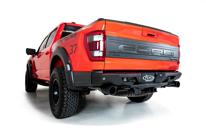 Addictive Desert Designs r210081090103 | 2022+ Ford Raptor Stealth Fighter R Bumper w/ 2 Cube Lights - Hammer Black; 2022-2023