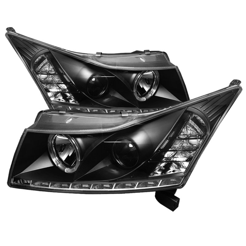 SPYDER 5037916 | Spyder Chevrolet Cruze DRL LED Projector Headlights - Black - (PRO-YD-CCRZ11-DRL-BK); 2011-2013