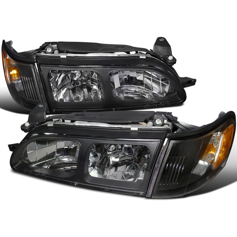 Spec-D Tuning 2LCLH-COR93JM-DP | Toyota Corolla Headlight + Corner Light Black; 1993-1997