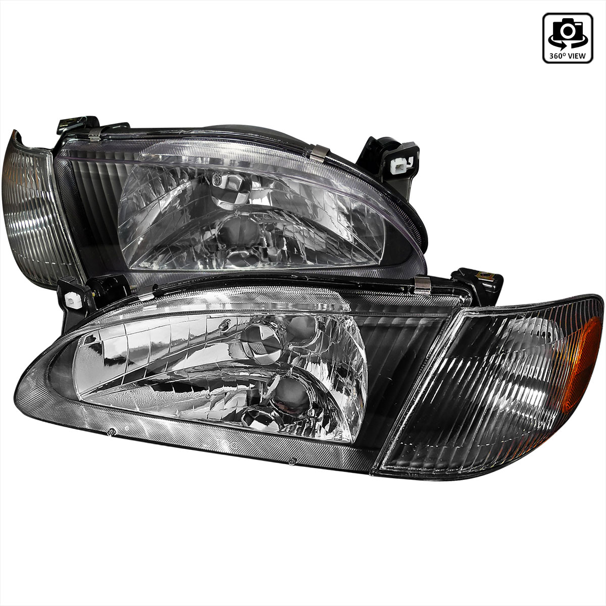 Spec-D Tuning 2LCLH-COR98JM-RS | Toyota Corolla Crystal Housing Headlights Black; 1998-1998