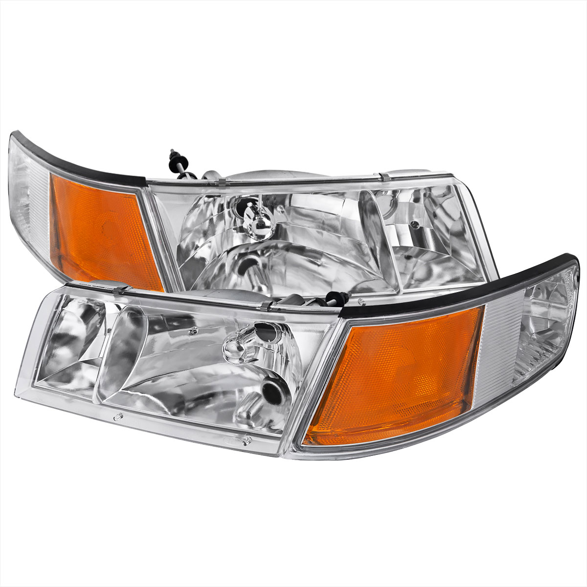 Spec-D Tuning 2LCLH-GMAR99-EU | Mercury Grand Marquis Euro Headlights Chrome Housing With Corner Lights; 1998-2002