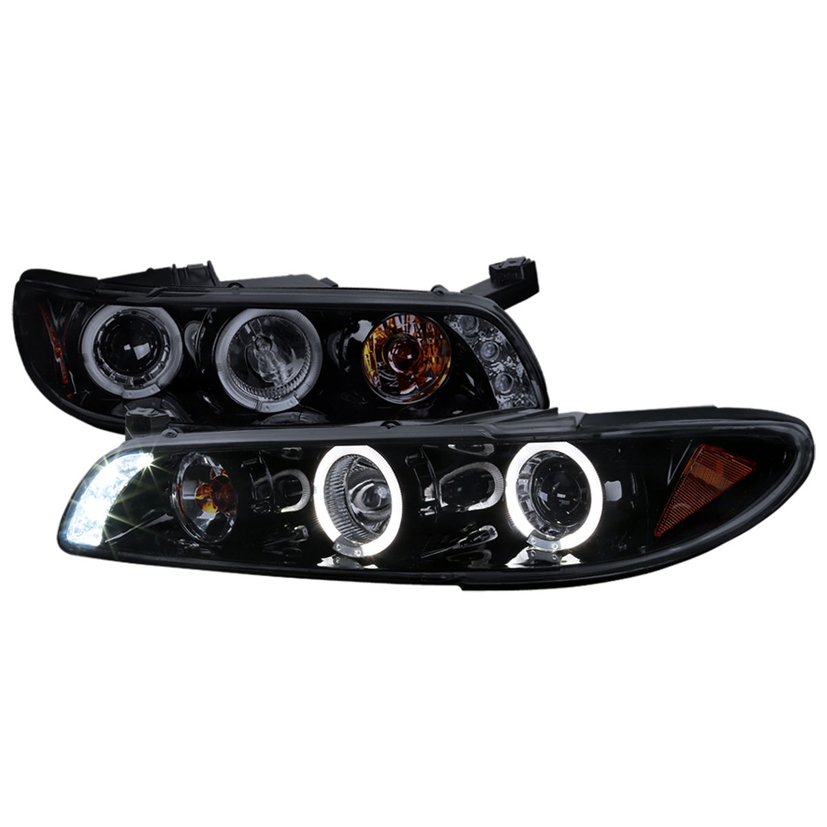 Spec-D Tuning 2LCLHP-GPX97G-TM | Pontiac Grand Prix 1-Piece Projector Headlight Gloss Black Smoke Lens; 1997-2003