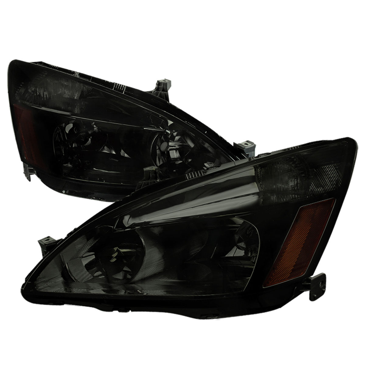 Spec-D Tuning 2LH-ACD03G-RS | Honda Accord Smoked Euro Headlights; 2003-2007