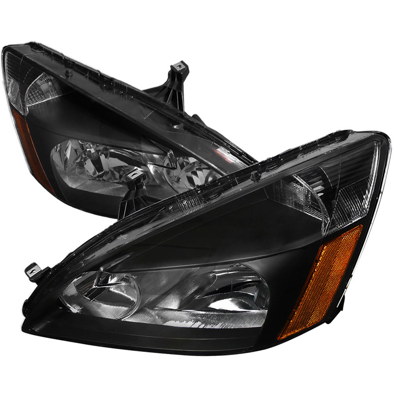 Spec-D Tuning 2LH-ACD03JM-RS | Honda Accord Crystal Housing Headlights - Black; 2003-2007