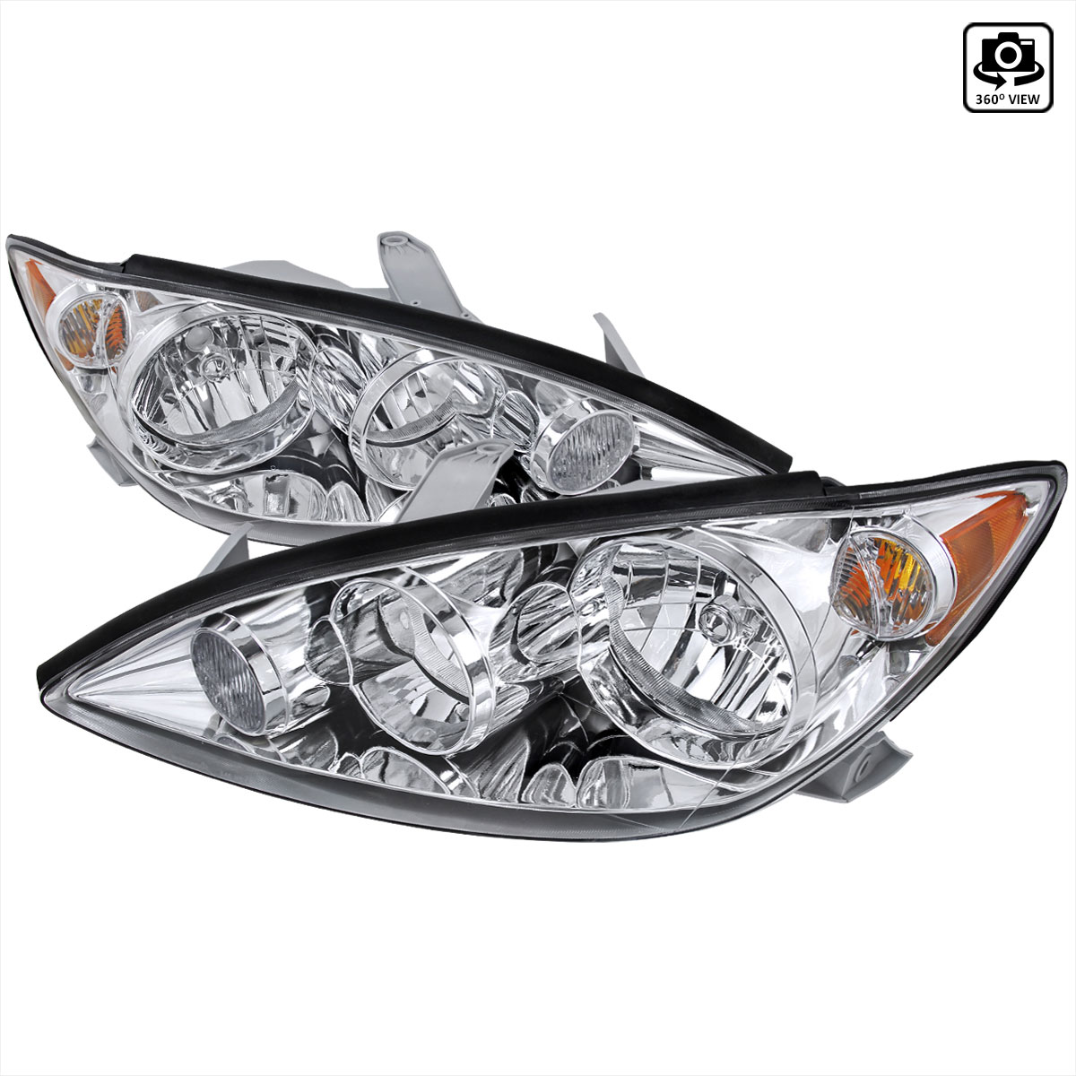 Spec-D Tuning 2LH-CAM05-RS | Toyota Camry Euro Headlights Chrome Housing; 2005-2006