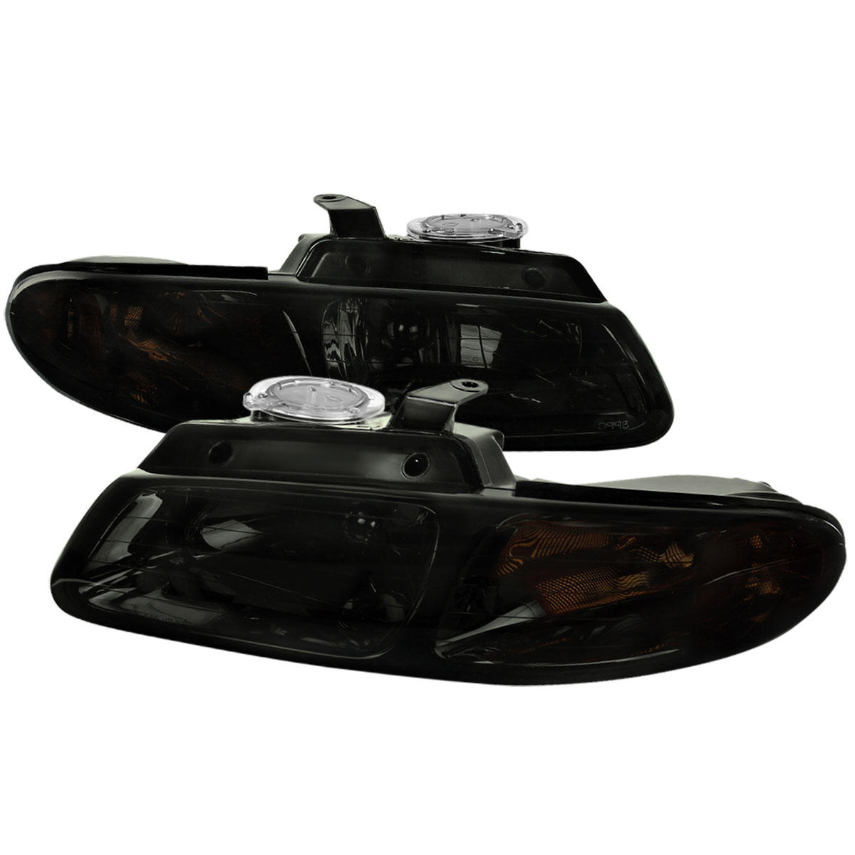 Spec-D Tuning 2LH-CAR96G-RS | Dodge Caravan Smoked Euro Headlights; 1996-1996