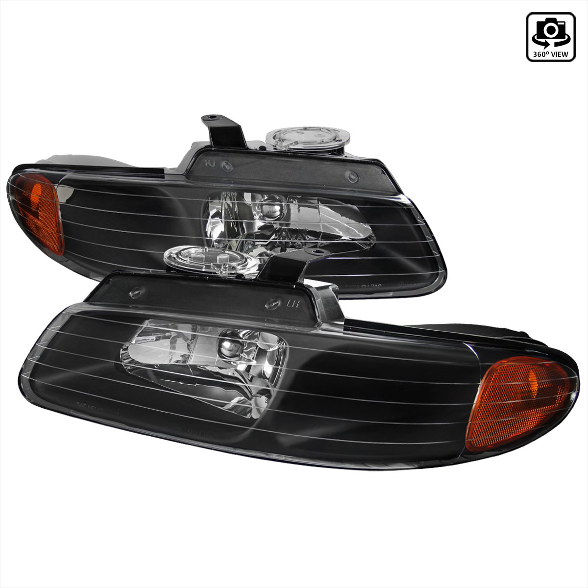 Spec-D Tuning 2LH-CAR96JM-RS | Dodge Caravan Euro Headlights Black Housing; 1996-1996