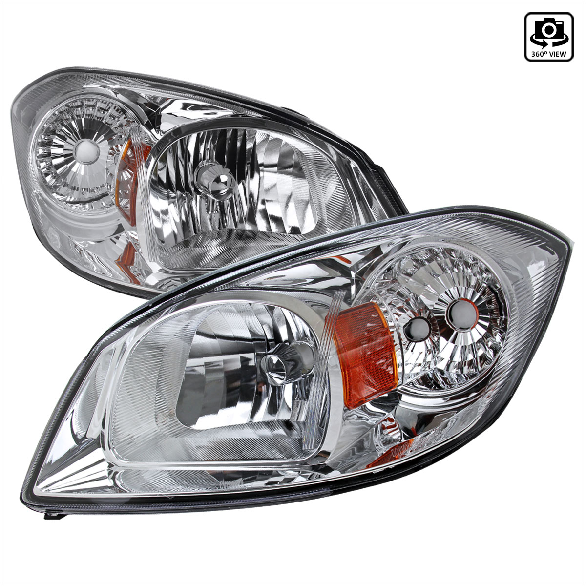 Spec-D Tuning 2LH-COB05-RS | Chevrolet Cobalt Chrome Euro Headlights; 2005-2010