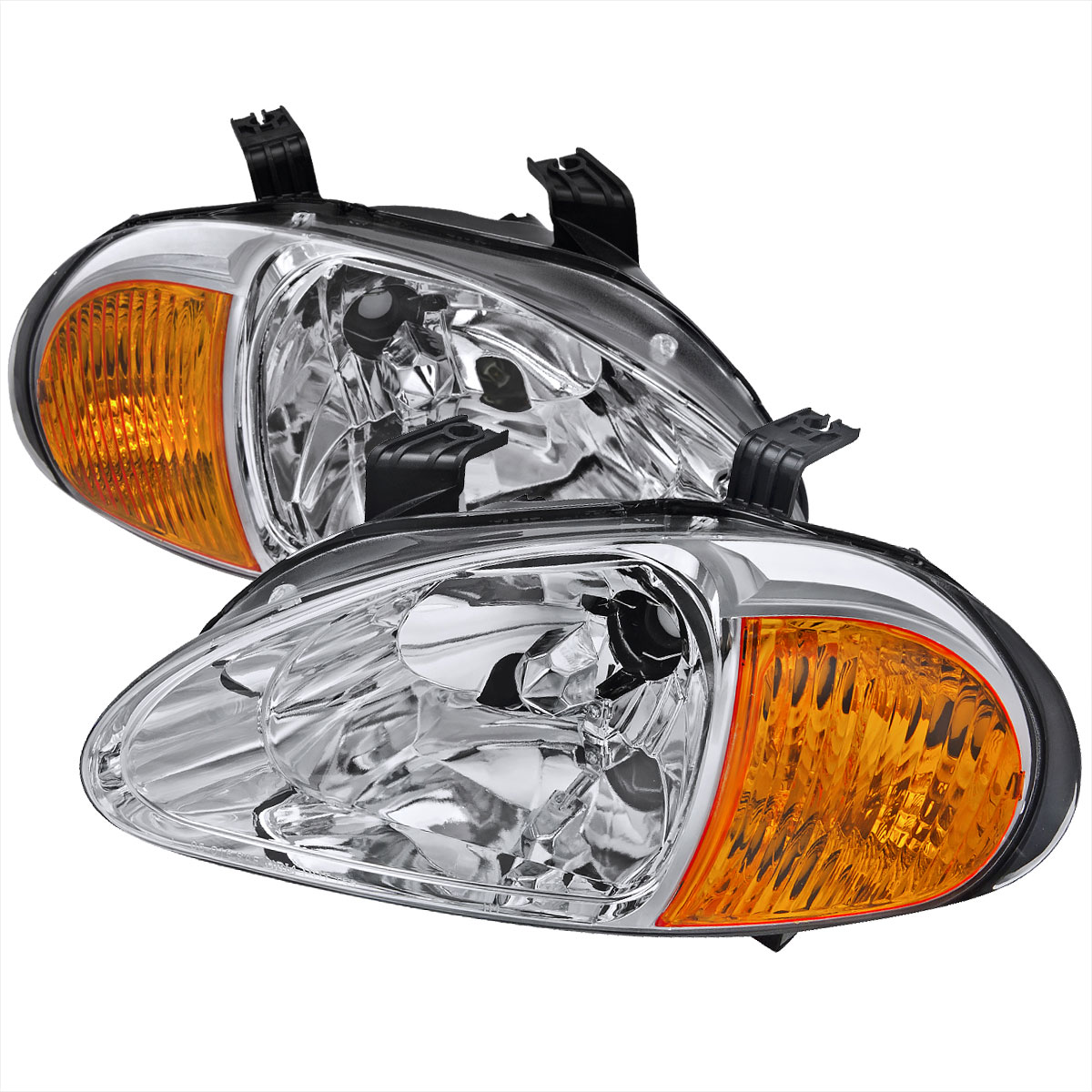 Spec-D Tuning 2LH-DEL93-EU | Honda Del Sol Euro Headlights Chrome Housing; 1993-1997