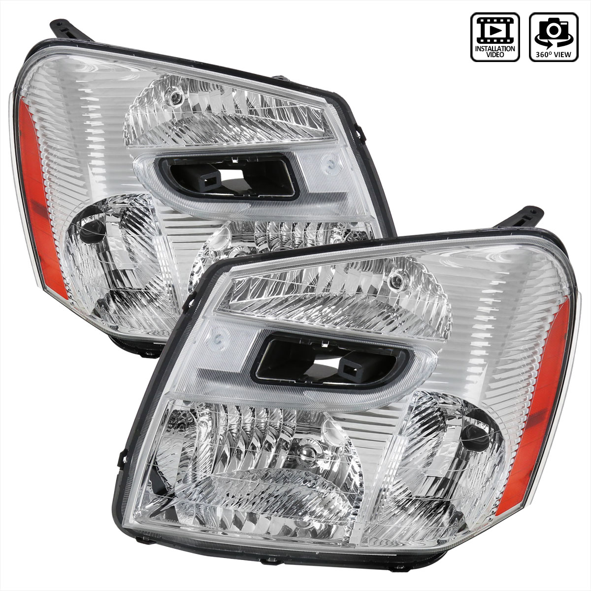 Spec-D Tuning 2lh-eqix05-abm | SPEC-D Tuning Chevrolet Equinox Euro Headlight Chrome Housing; 2005-2009