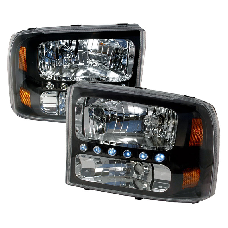 Spec-D Tuning 2LH-F25099JM-KS | Spec-D Ford F250 Led 1pc Headlights - Black; 1999-2004