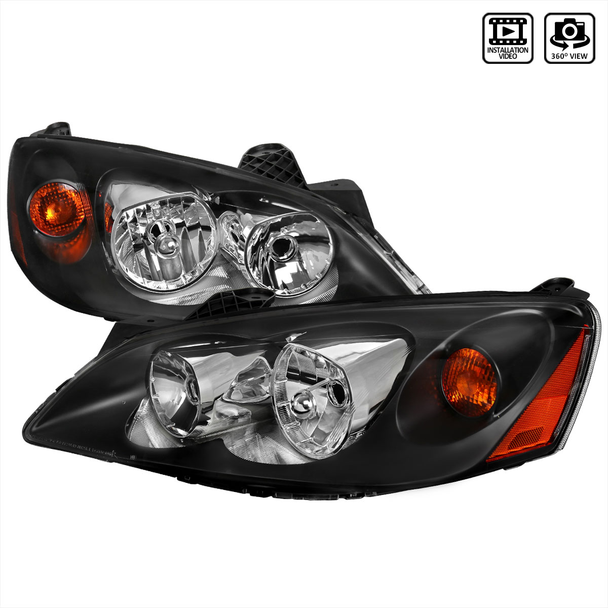 Spec-D Tuning 2lh-g605jm-abm | SPEC-D Tuning Pontiac G6 Euro Headlights - Black; 2005-2010