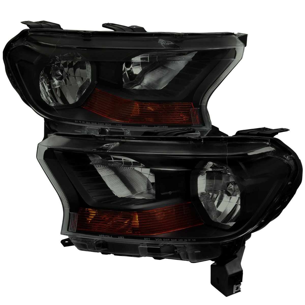 Spec-D Tuning 2lh-ran19sm-rs | SPEC-D Tuning Ford Ranger Xl Xlt Models OE Style Halogen Headlights With Matte Black Housing & Smoked Lens - Fit Halogen Models Only; 2019-2021