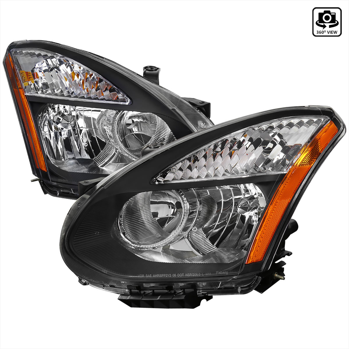 Spec-D Tuning 2lh-rge08jm-rs | SPEC-D Tuning Nissan Rogue Headlights - Black; 2008-2013