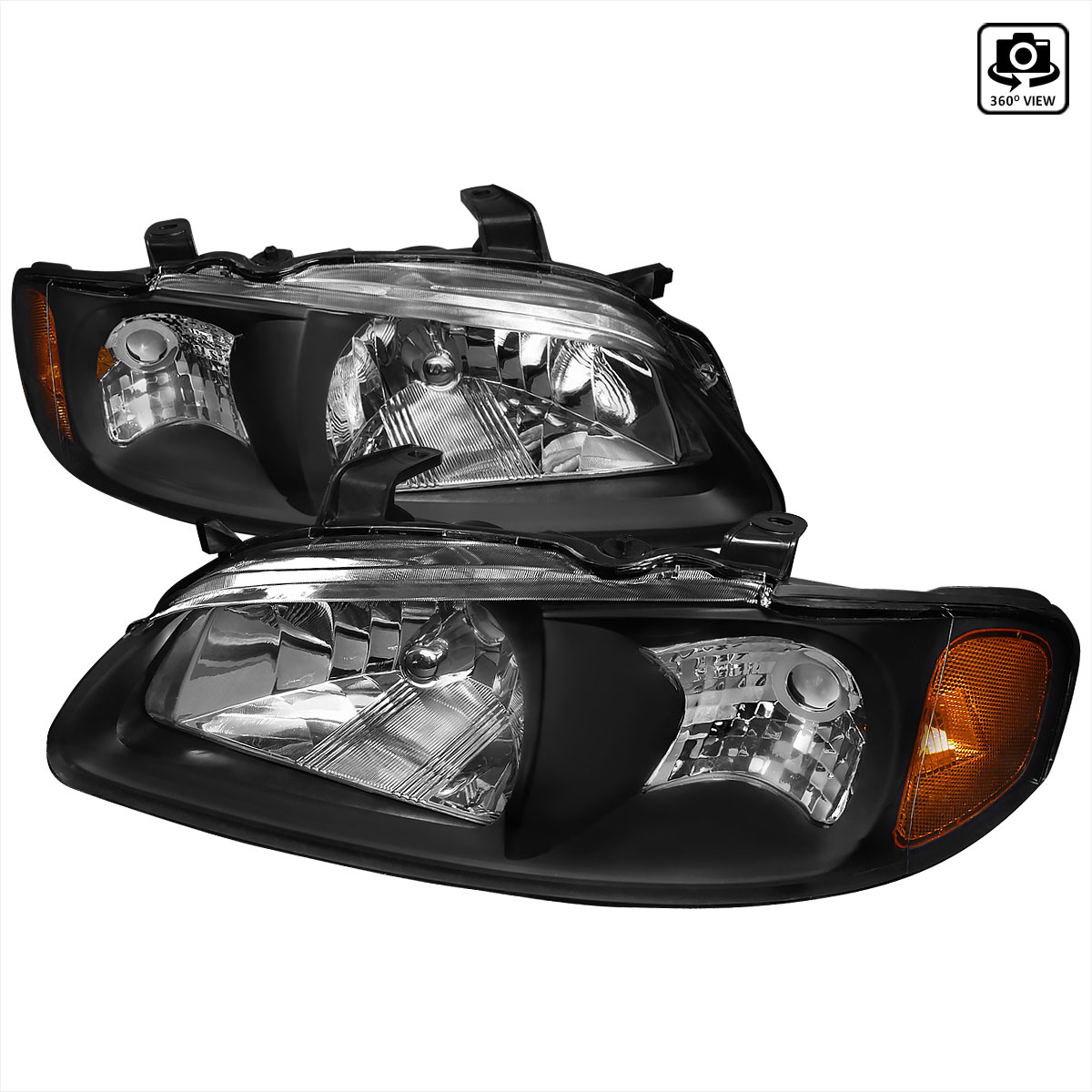 Spec-D Tuning 2LH-SEN00JM-RS | Nissan Sentra Crystal Housing Headlight Black; 2000-2003