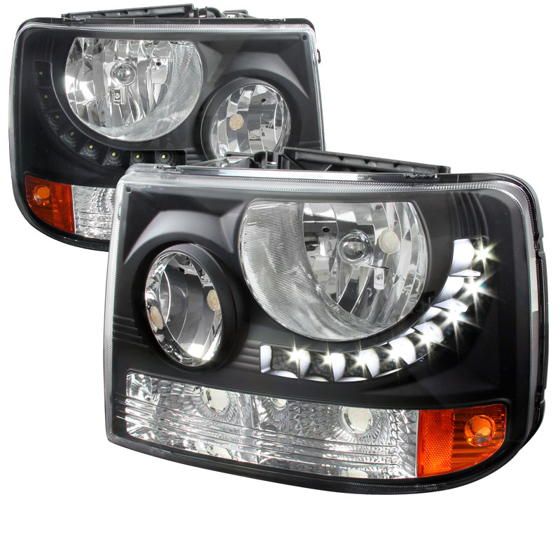 Spec-D Tuning 2LH-SIV991PCJM-RS | Silverado 1 Pc Euro Headlight - Black With Led (Only Fits With Spec-D Vertical Facelift Conversion Grill); 1999-2002