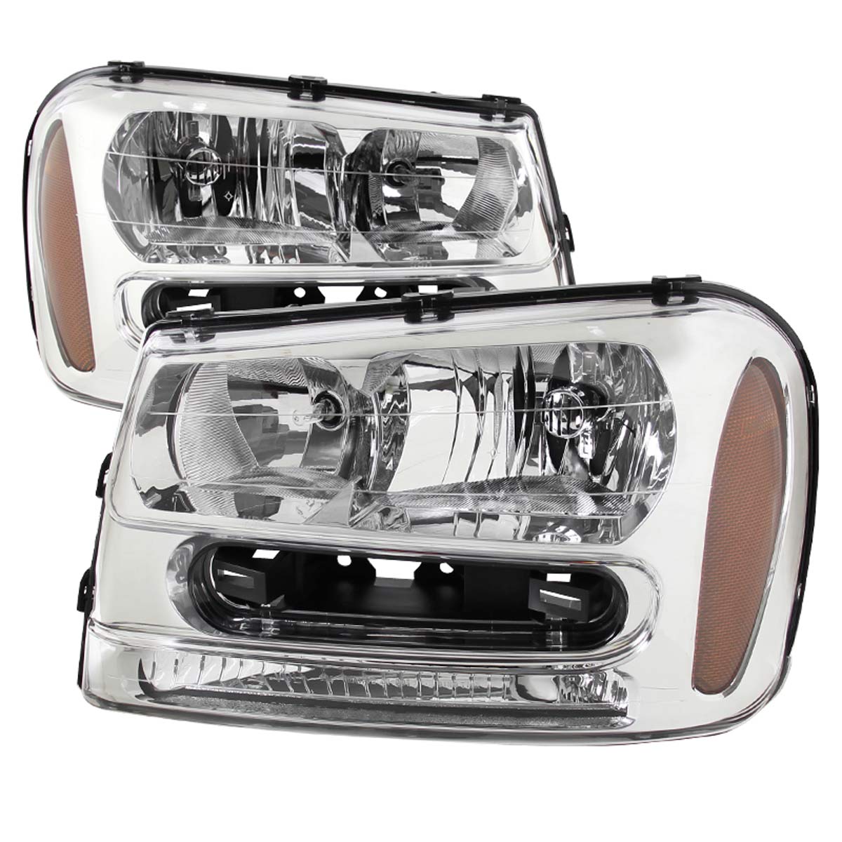 Spec-D Tuning 2LH-TBLZ02-SY | Chevrolet Trailblazer Euro Headlights With Chrome Housing; 2002-2009