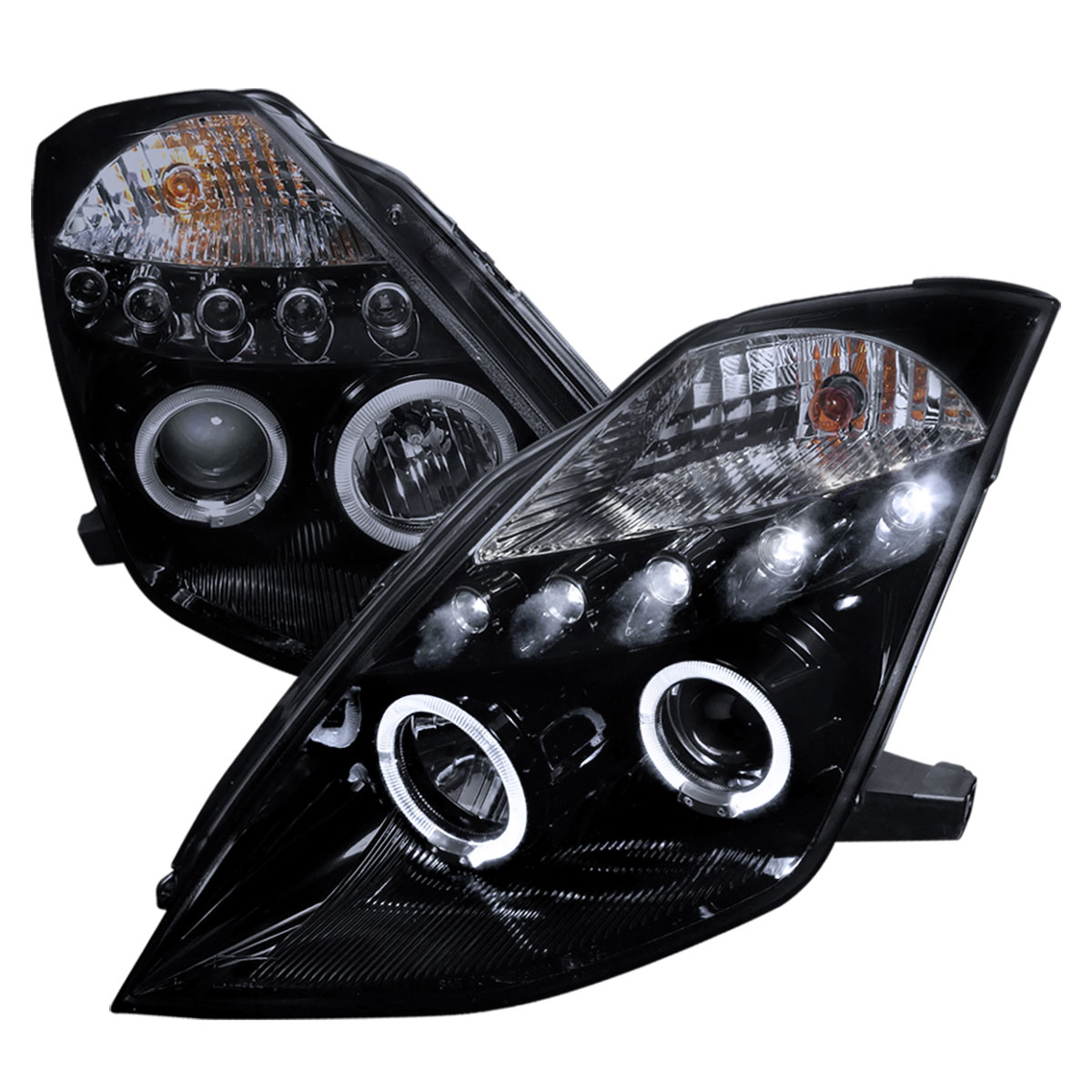 Spec-D Tuning 2LHP-350Z03G-TM | Nissan 350z Projector Headlight Gloss Black Housing With Smoked Lens; 2003-2005