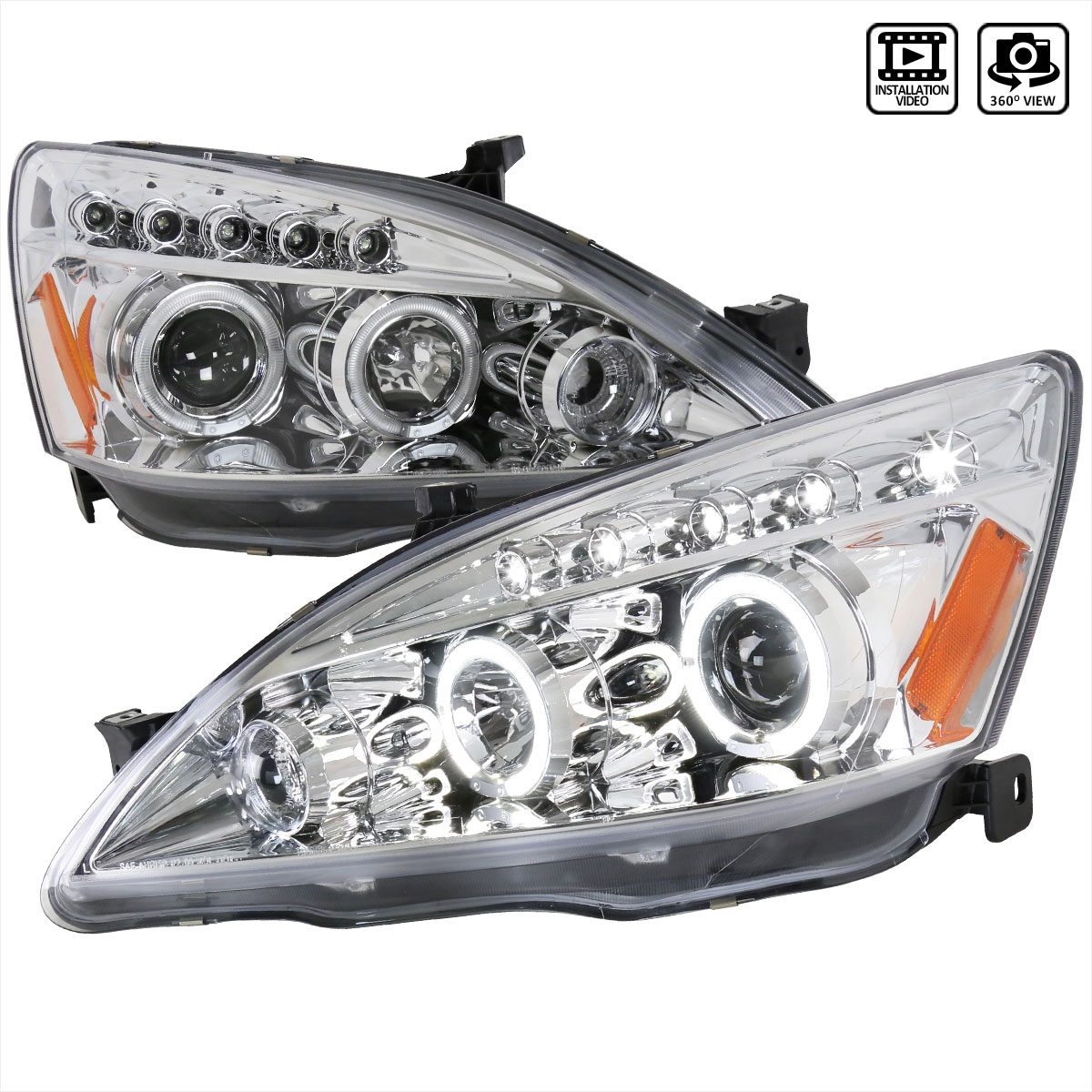 Spec-D Tuning 2LHP-ACD03-TM | Spec-D Honda Accord Projector Headlights; 2003-2010