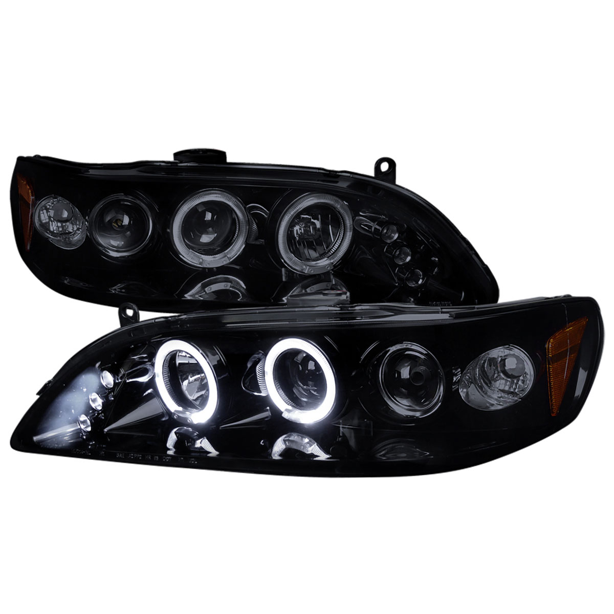 Spec-D Tuning 2LHP-ACD98G-TM | Honda Accord Smoked Lens Gloss Black Housing Projector Headlights; 1998-2002