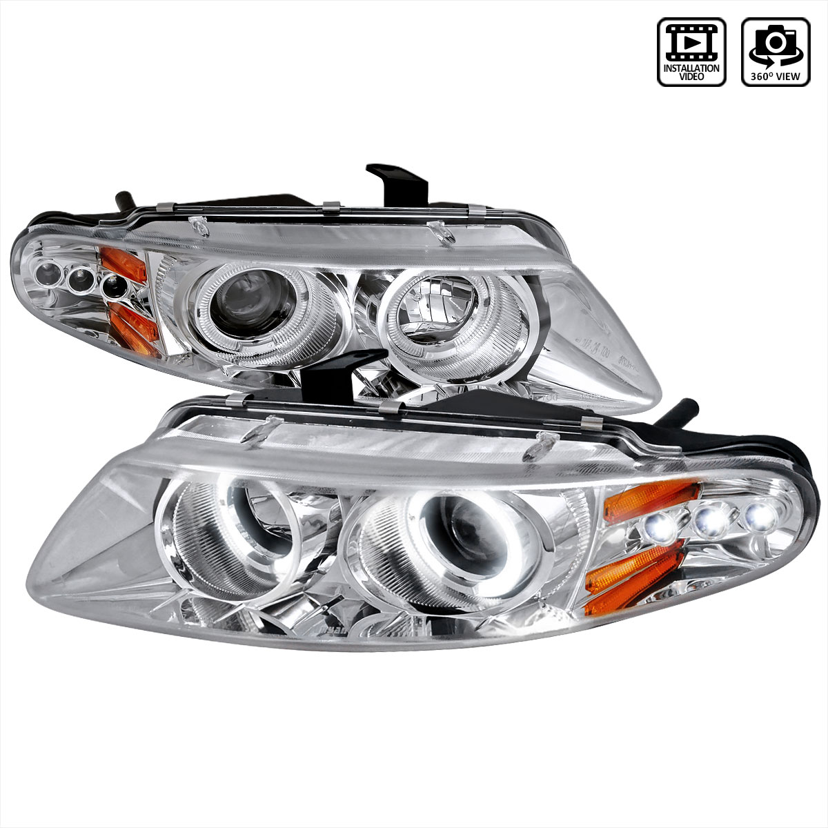 Spec-D Tuning 2LHP-AVG97-TM | Dodge Avenger Halo Led Projector Chrome; 1997-1997