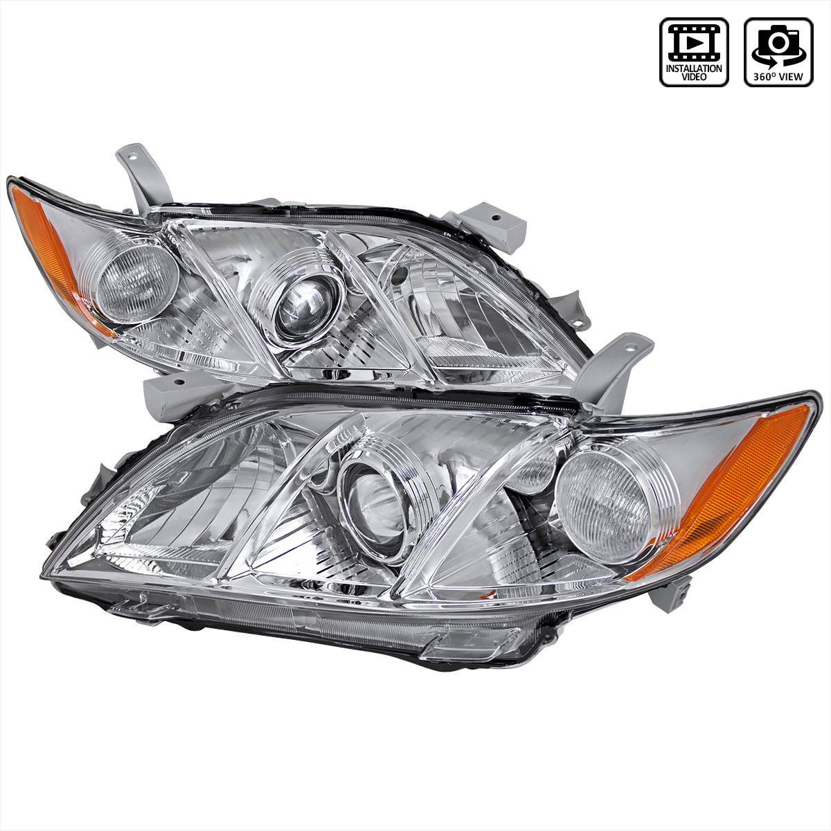 Spec-D Tuning 2LHP-CAM07-RS | Toyota Camry Projector Headlight Chrome; 2007-2009