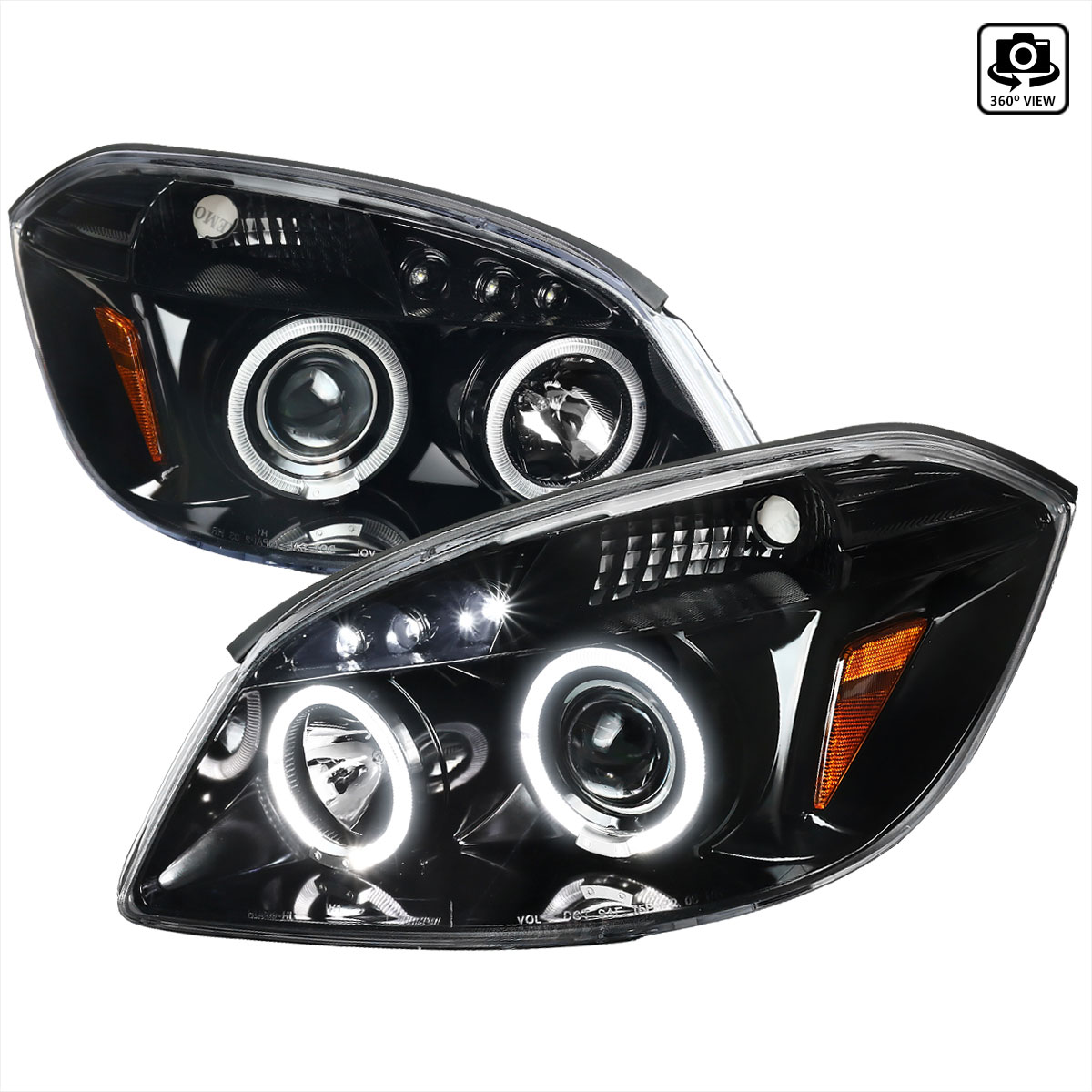 Spec-D Tuning 2lhp-cob05bk-tm | SPEC-D Tuning Chevrolet Cobalt Projector Headlight Glossy Black; 2005-2010