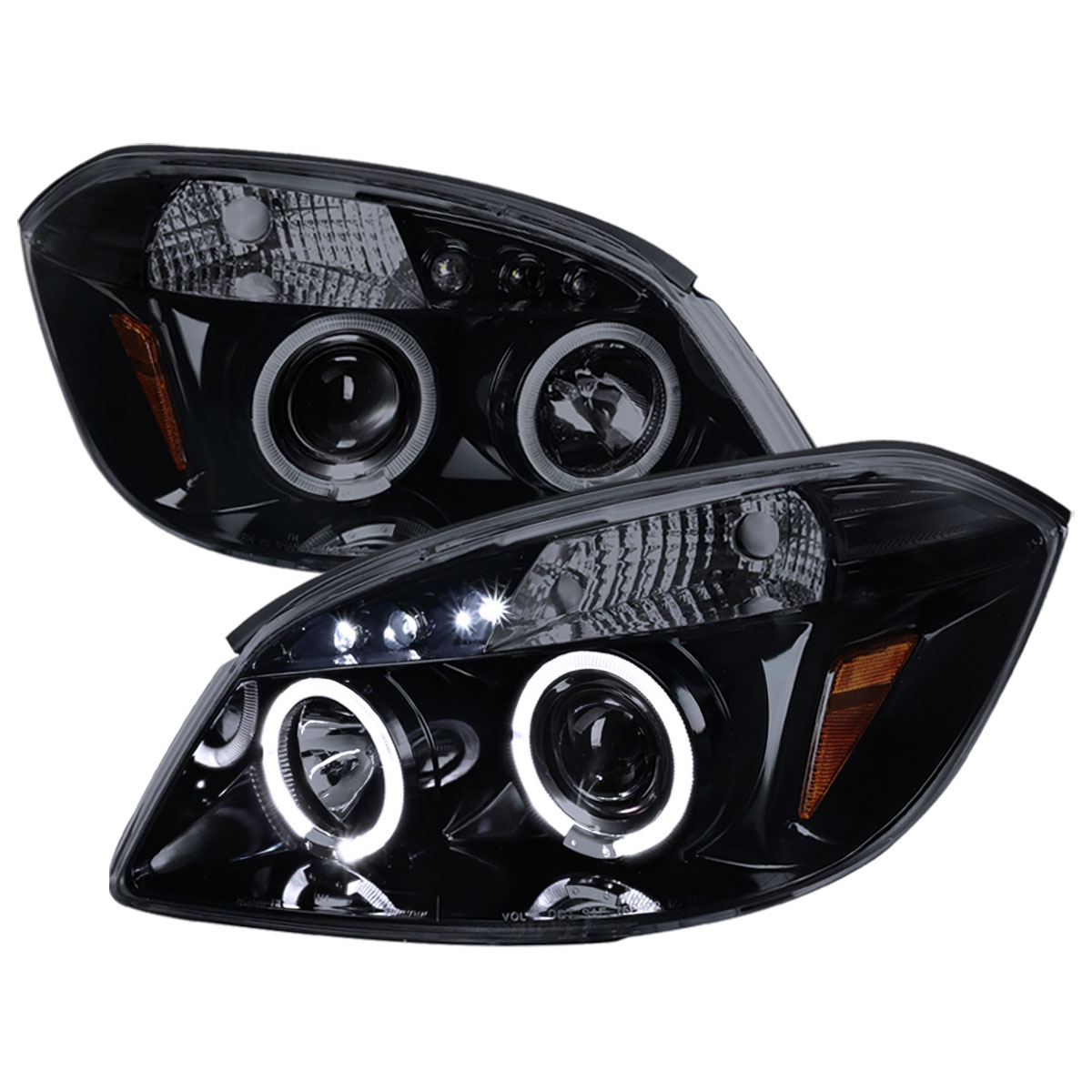 Spec-D Tuning 2LHP-COB05G-TM | Chevrolet Cobalt Smoked Lens Gloss Black Housing Projector Headlights; 2005-2010