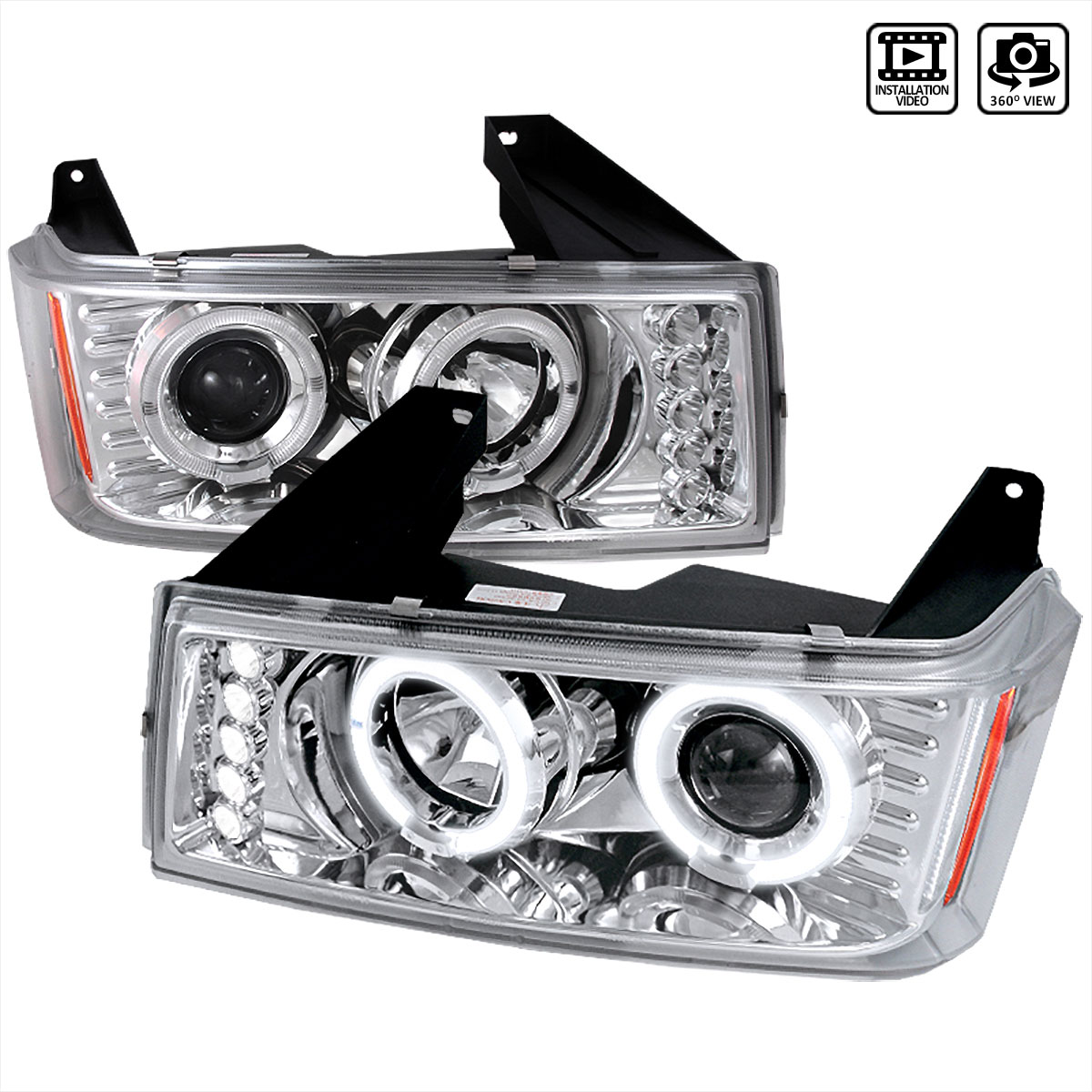 Spec-D Tuning 2LHP-COL04H-TM | Gmc Canyon Halo Led Projector Chrome; 2004-2012